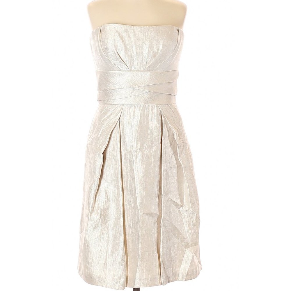 Max & Cleo Champagne Strapless Formal Dress - NEW